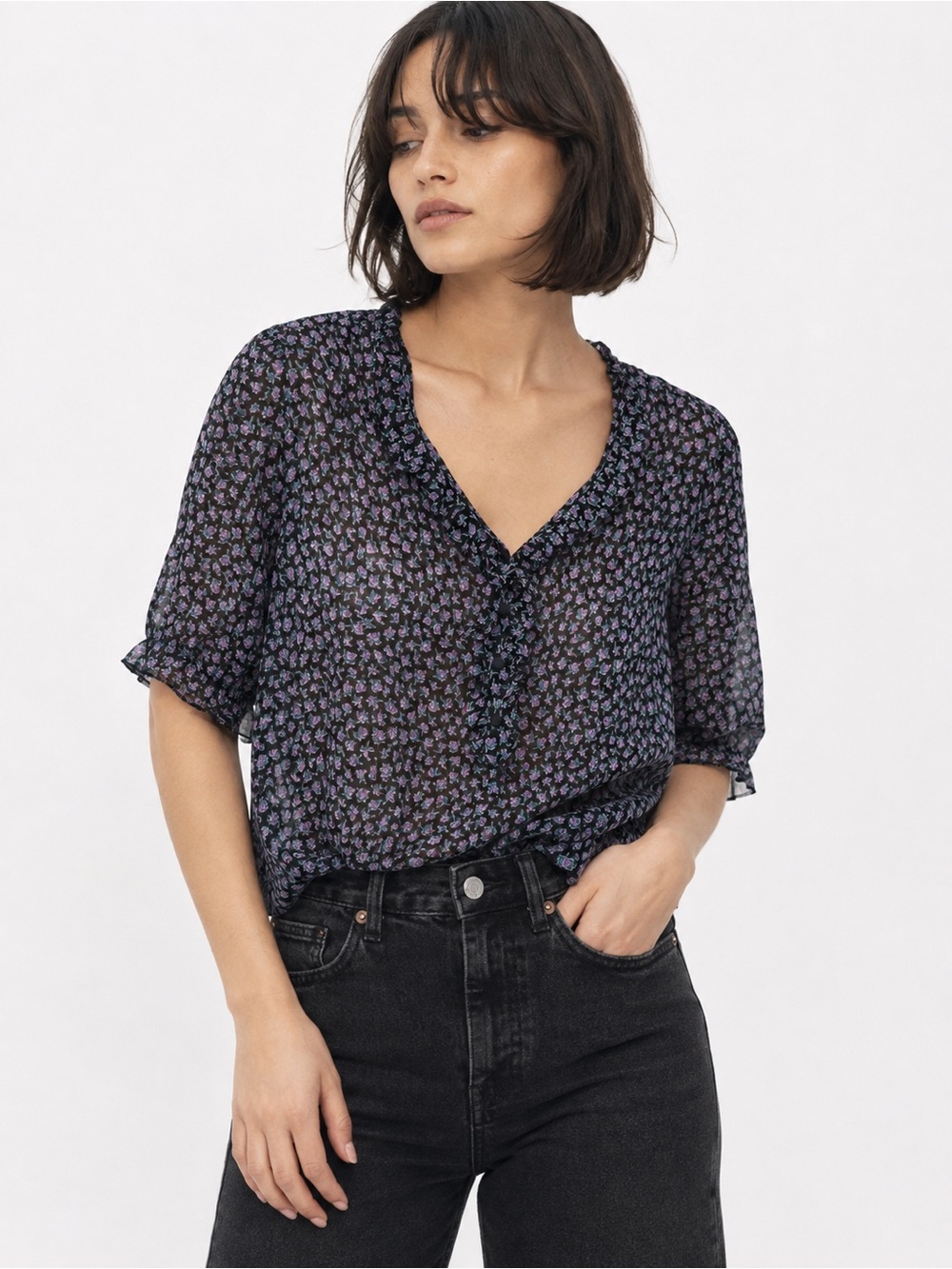 Gerard Darel Sheer Floral Top